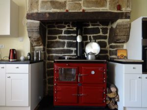 AGA wood cooker in French farm house.