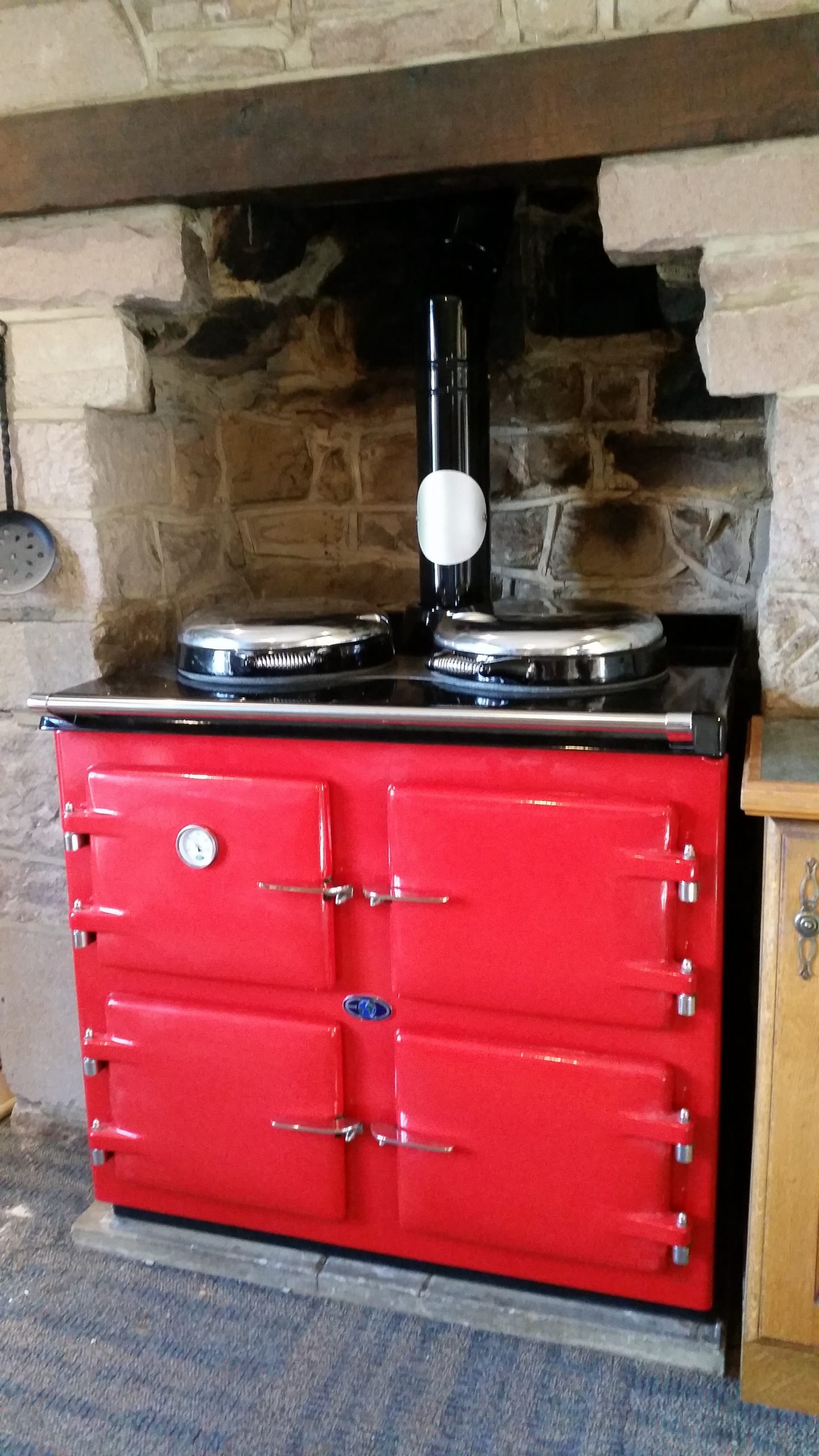 3 oven AGA cooker Red.