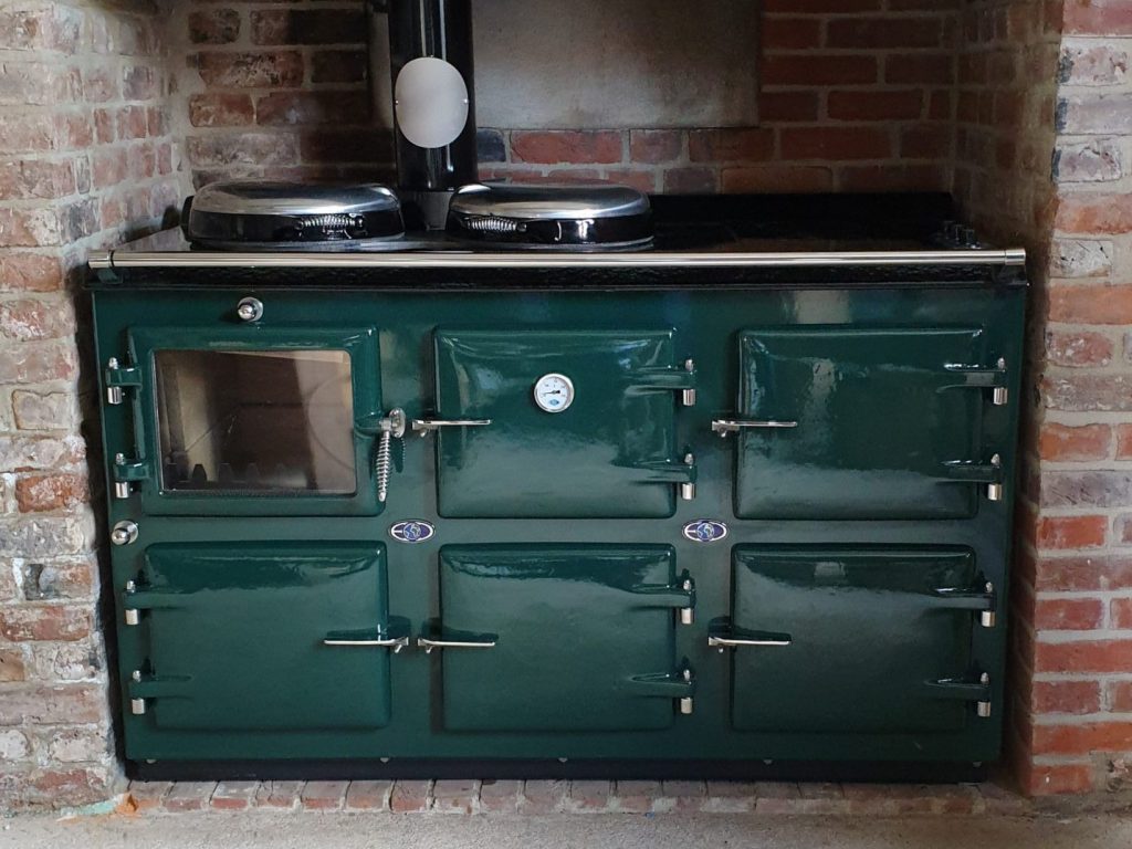 AGA Wood Burning Stove Cooker 5 Oven in green