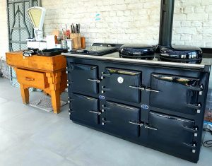 AGA WOOD PELLET FIRED RANGE COOKER STOVE 3 OVEN in Kingfisher Blue