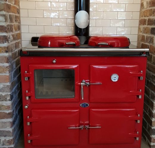 AGA Wood Burning Stove Cooker 3 Oven red