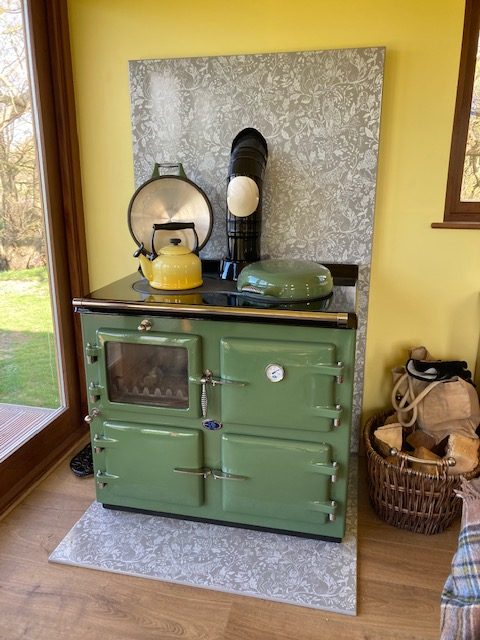 AGA Wood Burning Stove Cooker 3 Oven in Caulk Green